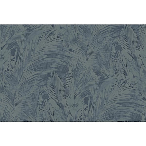 Seabrook Designs Navy Blue Mari Botanical Vinyl Unpasted Wallpaper Roll (60.75 sq. ft.)