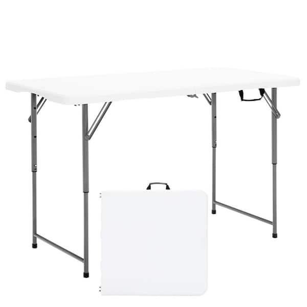 Costway Folding Metal Table Portable Bi-Fold Picnic Dining Table 