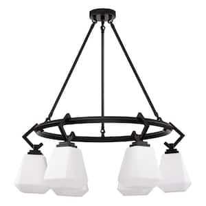 Chaya 27.6 in. 6-Light Indoor Matte Black Chandelier with Light Kit