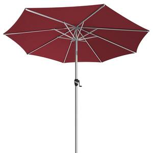 9 ft. Aluminum Outdoor Market Umbrella Patio Umbrella, 60 Months Fade-Resistant and Push Button Tilt in Burgundy