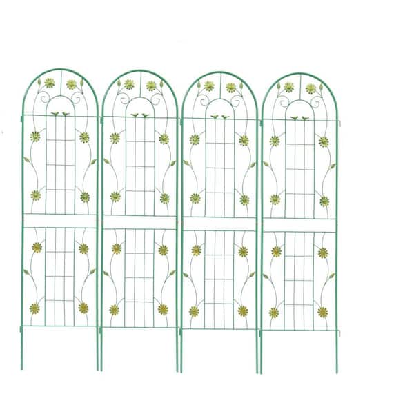 Sudzendf 71 in. Green 4-Pack Metal Garden Trellis for Climbing Plants Outdoor Flower Support