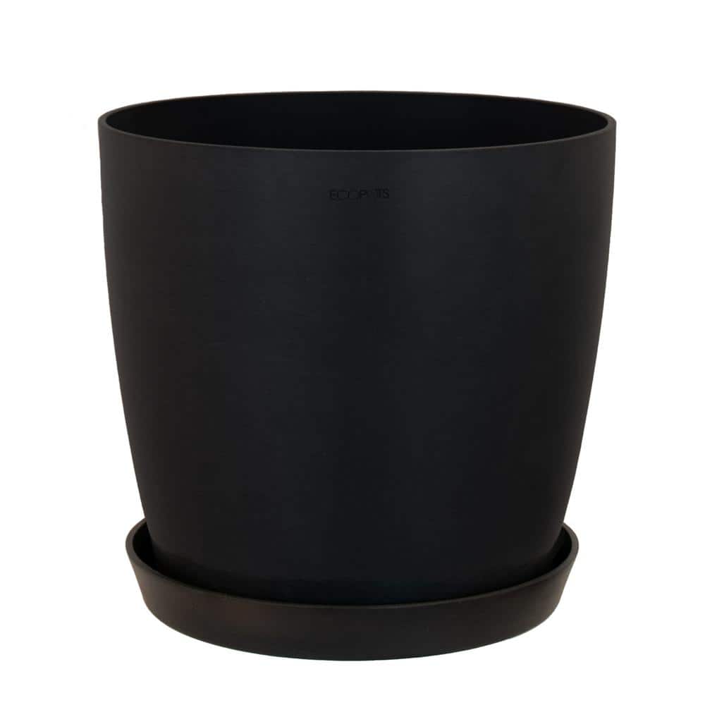 O ECOPOTS BY TPC Miami 10 in. Dark Gray Premium Sustainable Plastic Planter  with Saucer MIAMI10DG - The Home Depot