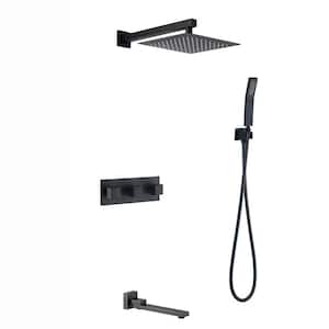 3-Handle 1-Spray Tub and Shower Faucet with Hand Shower in Matte Black (Valve Included)