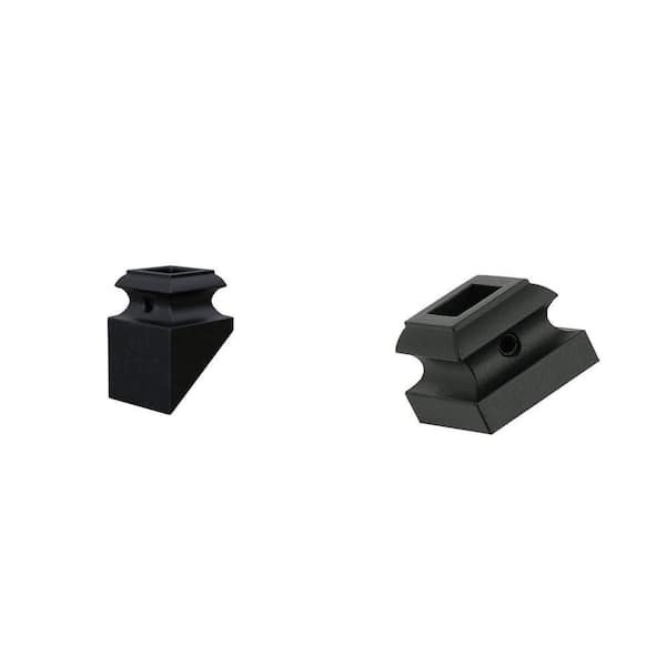 1/2 in. Matte Black Angled and Flat Metal Baluster Shoe for Stair Remodel Combo