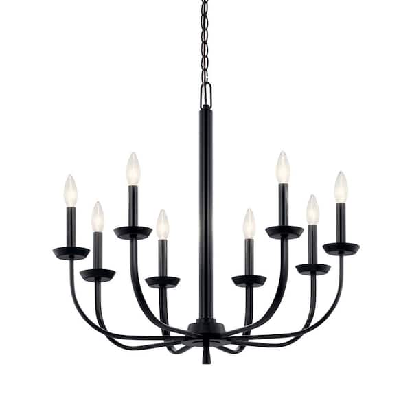 Kichler Kennewick 8-Light Black Traditional Bare Bulb Chandelier