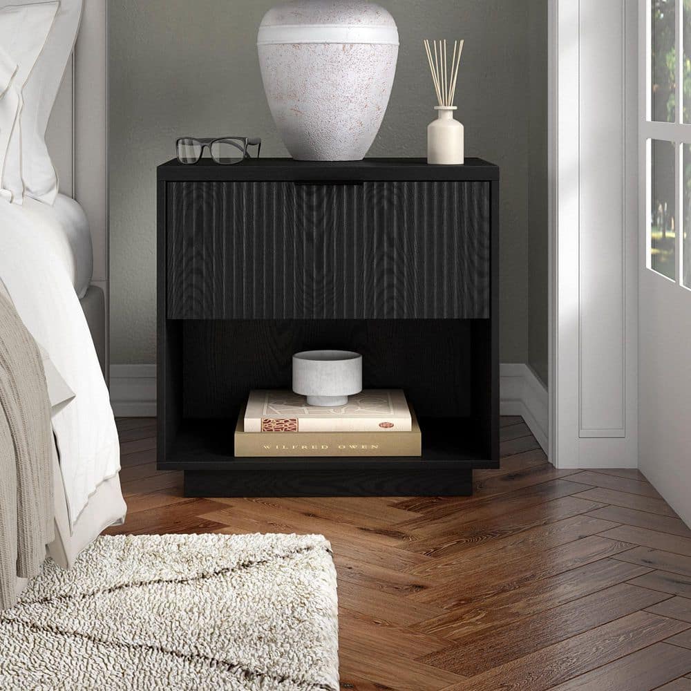 Meyer&Cross Karten Black Grain 1 Drawer 23.63 in. W Nightstand
