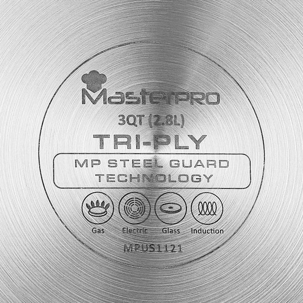 MasterPRO Giro by 3 qt Triply Clad Covered Saute Pan w/ Etched Non Stick Interior & Vented Glass Lid MPUS10163-STSMS