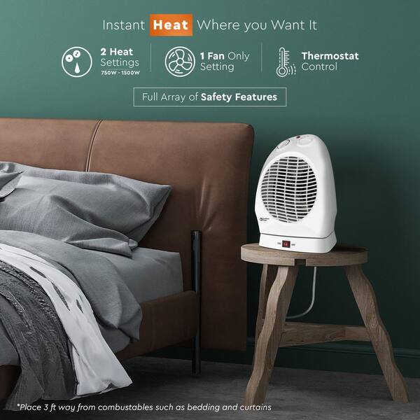 Comfort Zone 750/1,500-Watt Ceramic Electric Portable Heater with  Thermostat in White CZ50 - The Home Depot