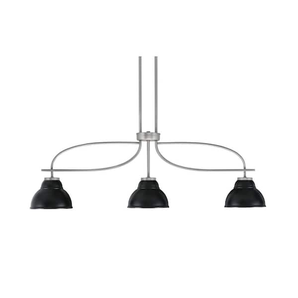 Olympia 12.75 in. 3-Light Chandelier Graphite Matte Black Metal Shade