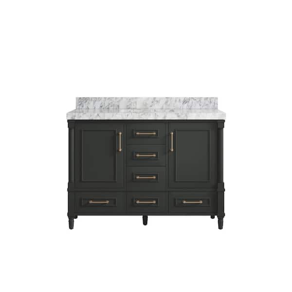 Willow Collections Hudson 48 in. Single Sink Freestanding Black Top Bath Vanity with Carrara Marble Top