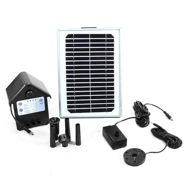 Sunnydaze 56 in. Lift 132 GPH Solar Pump and Solar Panel Kit with Battery Pack and LED Light