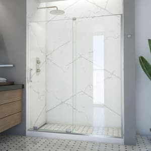 Mirage-X 56 in. to 60 in. x 72 in. Semi-Frameless Sliding Shower Door in Brushed Nickel with Clear Glass