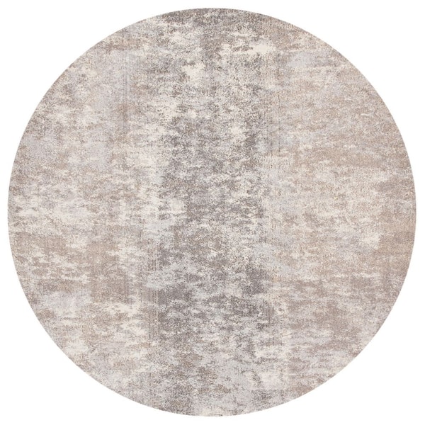 SAFAVIEH Madison Grey/Beige Doormat 3 ft. x 3 ft. Geometric Medallion Round Area Rug