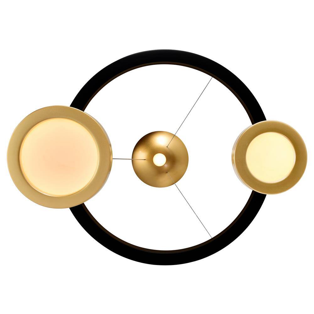 Deux Lunes 37-Inch Black and Brass LED Chandelier