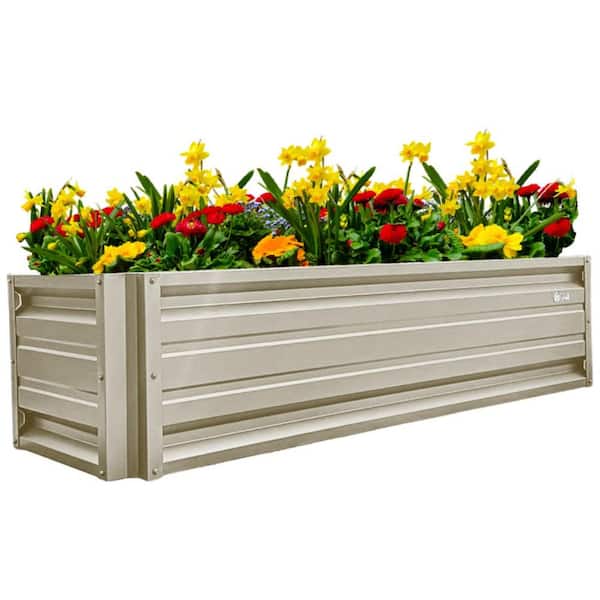 ALL METAL WORKS 24 inch by 72 inch Rectangle Light Stone Metal Planter Box