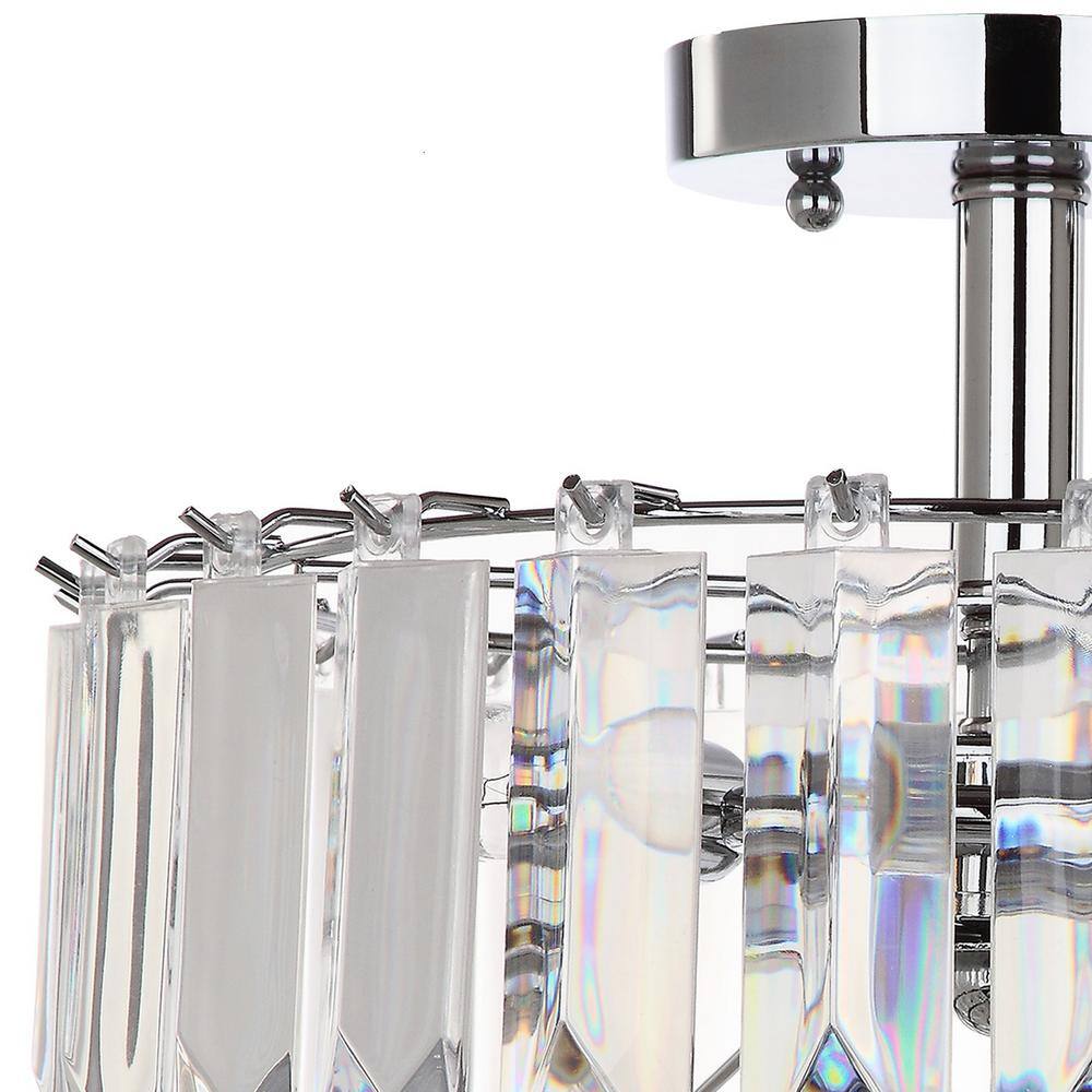Chrome and Crystal Drum Flush Mount Ceiling Light