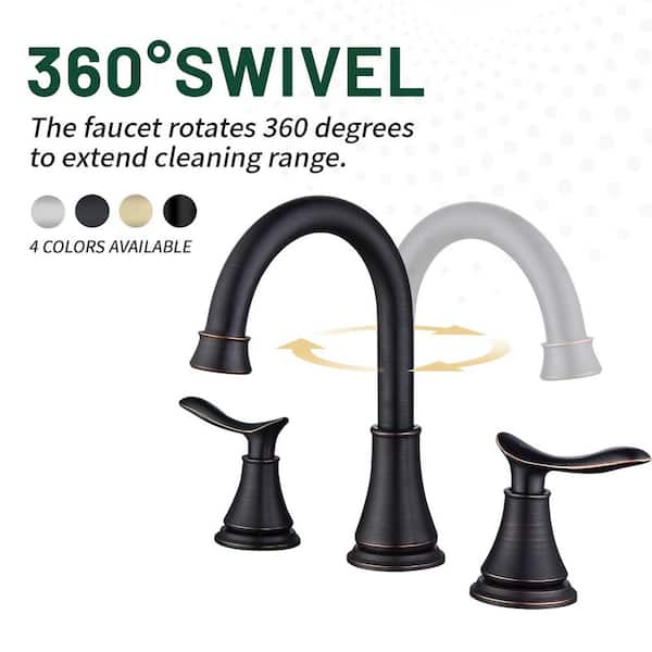 8 in. Widespread Double Handle Bathroom Faucet with Drain Kit Included in Oil Rubbed Bronze