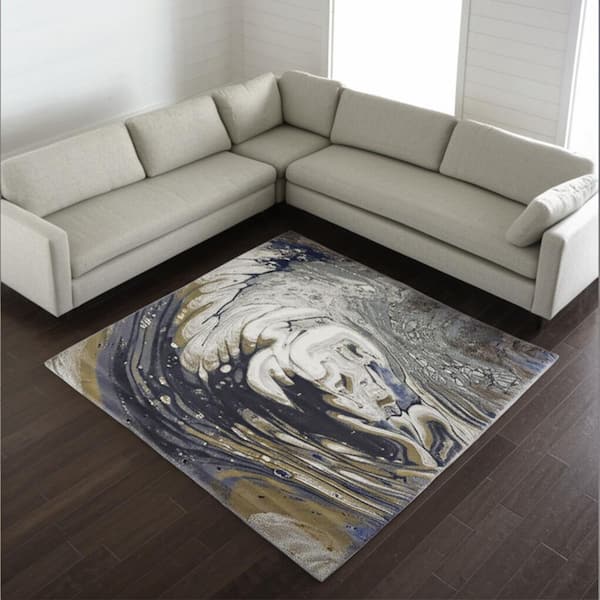 Gray 8 x 10 ft. Loomed Abstract Rectangle Indoor Area Rug