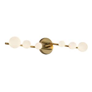 KUZCO Cypress 29 in. 1-Light 22-Watt Black/Opal Glass