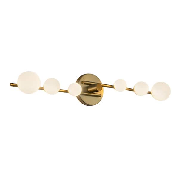 KUZCO Juniper 29-in 1 Light 22-Watt Brushed Gold/Opal Glass Integrated LED Vanity Light