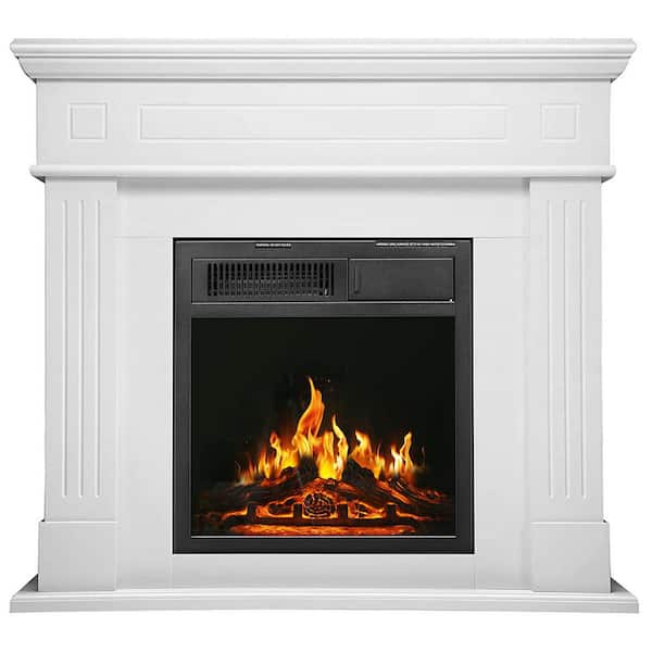 43 in. Freestanding Electric Fireplace in Pearl White