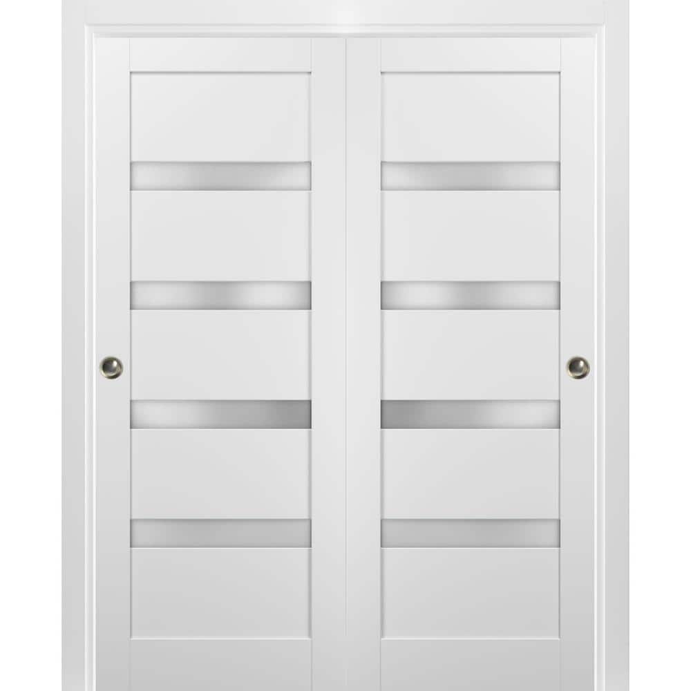 Assembly Required 48 in. x 80 in. Single Panel White Finished Solid MDF Sliding Door with Bypass Sliding Hardware price history on PriceWatchPro