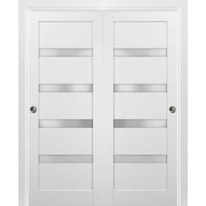 4113 48 in. x 80 in. Single Panel White Finished Solid MDF Sliding Door with Bypass Sliding Hardware