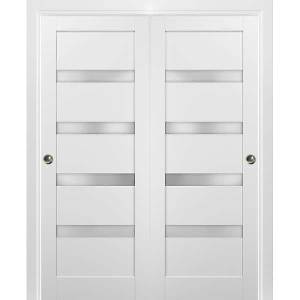 Sartodoors 64 in. x 96 in. Single Panel White Solid MDF Sliding Door with Bypass Sliding Hardware