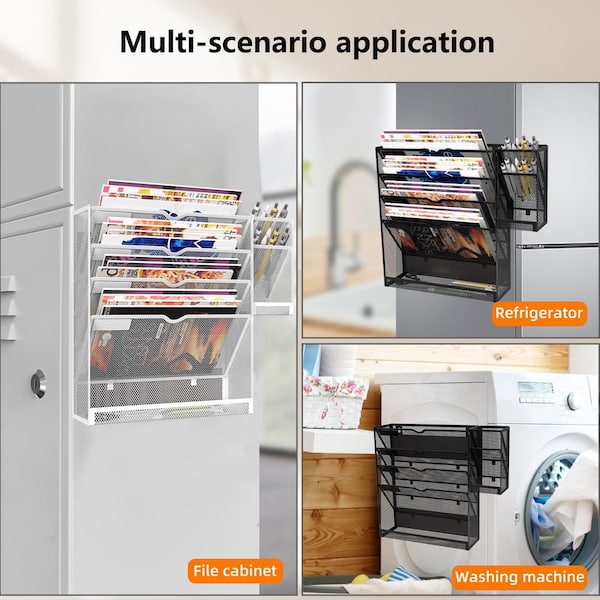 Magnetic File Holder, Magnetic File Organizer Wall Mount, 5 Tier