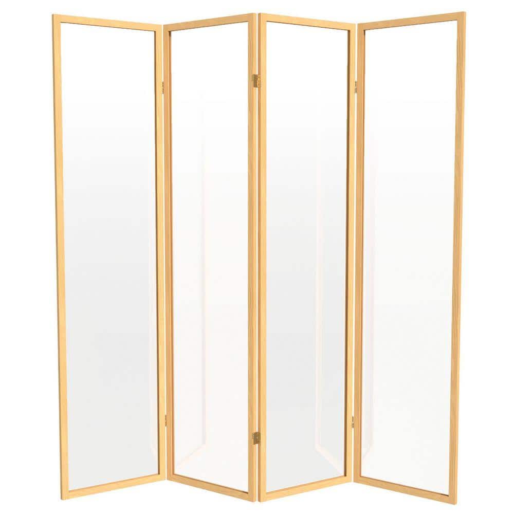 RED LANTERN 6 ft. Tall Clear Plastic Partition Natural 4 Panel SH