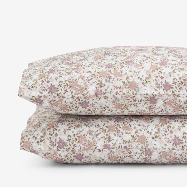 Company Cotton Joyful Floral Sateen Beige King Pillowcase (Set of 2)