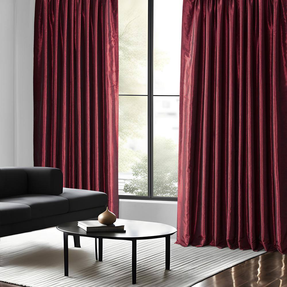 Ruby Faux Silk Pleated 120-Inch Window Curtain Panel