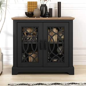 Raccon Black with Knotty Oak Accent Cabinet with 2 Doors