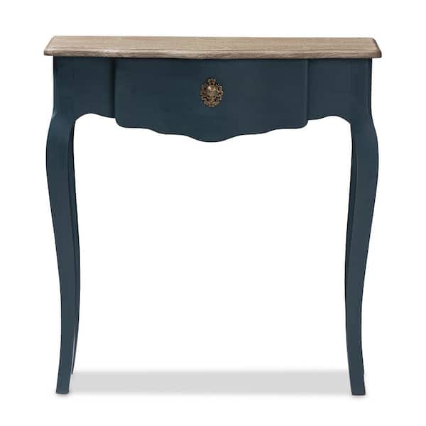 Baxton Studio Mazarine 30 in. Blue Standard Rectangle Wood Console Table with Drawers
