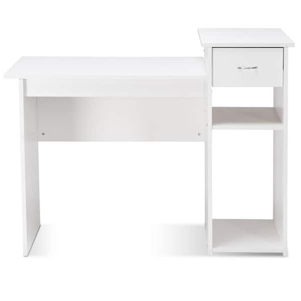 Costway Computer Desk PC Laptop Table w/ Drawer and Shelf Home Office  Furniture White