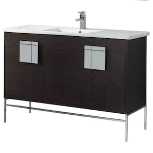 48 in. W x 18.11 in. D x 33.5 in. H Bath Vanity Side Cabinet in Black Oak Straight Grain with White Ceramic Vanity Top