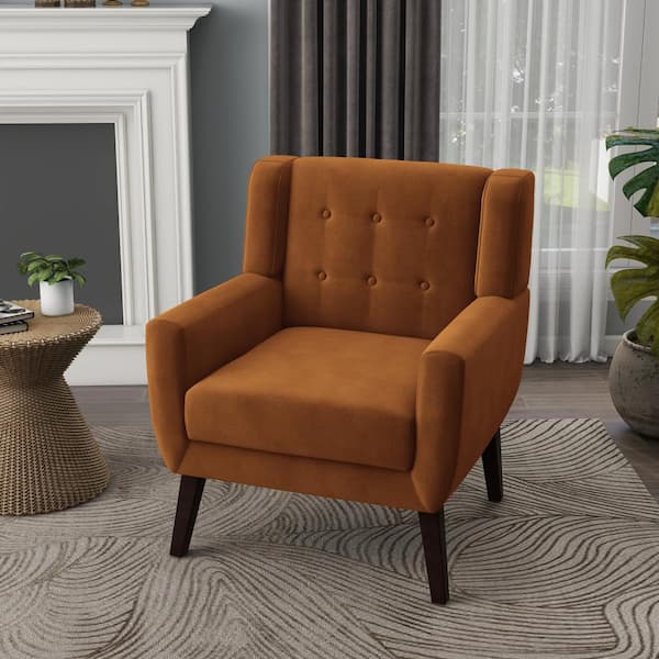 Uixe Orange Velvet Upholstery Arm Chair (Set of 1)