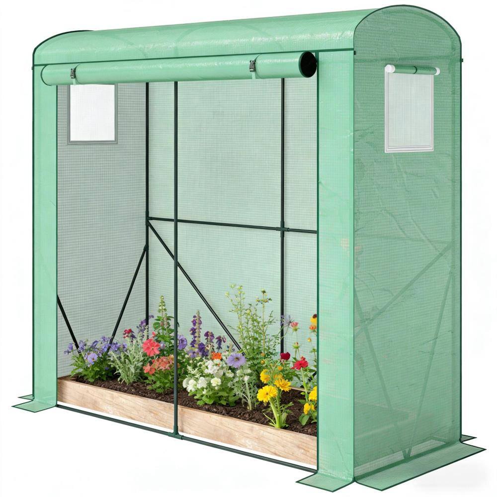 Green PE Portable Mini Greenhouse with Roll-Up Doors for Outside Garden Backyard price history on PriceWatchPro