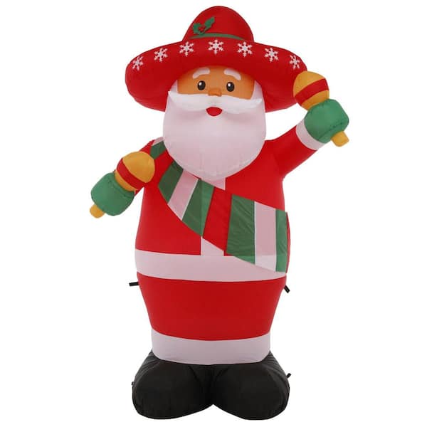 Home Accents Holiday 6 ft. Pre-Lit Life Size Inflatable Fiesta Santa