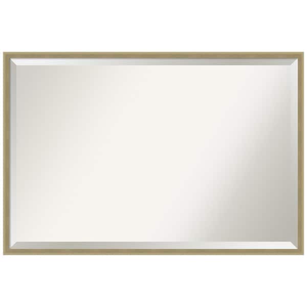Small Square Champagne Silver Beaded Frame Beveled Glass Contemporary  Mirror (12 in. H x 12 in. W)