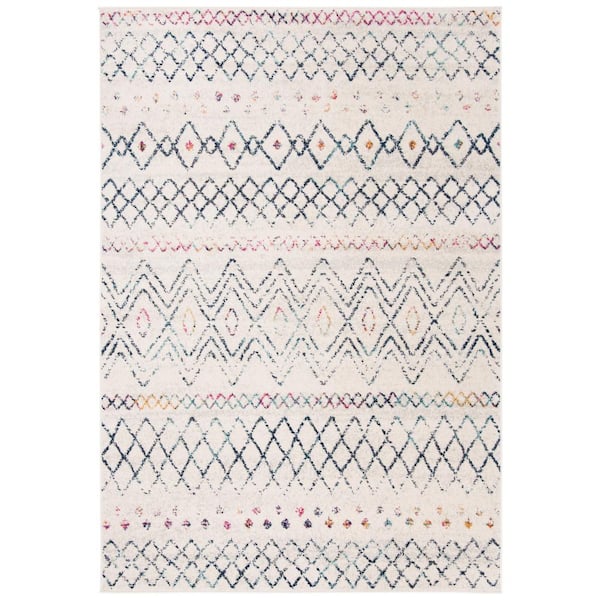 Madison Ivory/Navy 4 ft. x 6 ft. Geometric Area Rug