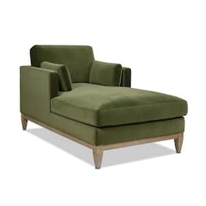 Knox 65 in. Olive Green Performance Velvet Upholstered Chaise Lounge Chair