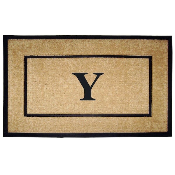 Nedia Home DirtBuster Single Picture Frame Black 30 in. x 48 in. Coir with Rubber Border Monogrammed Y Door Mat