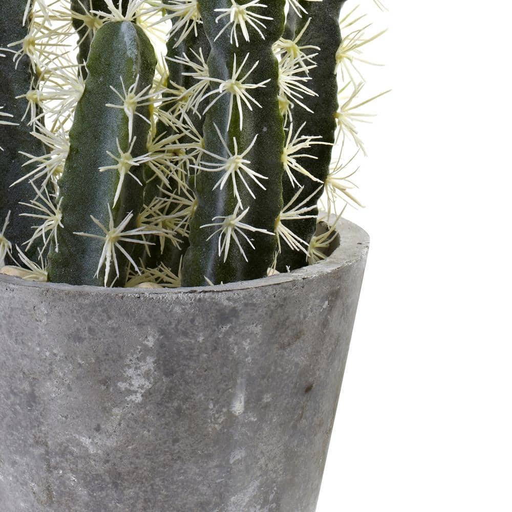 Tall Green Faux Cactus Arrangement in Gray Cement Planter