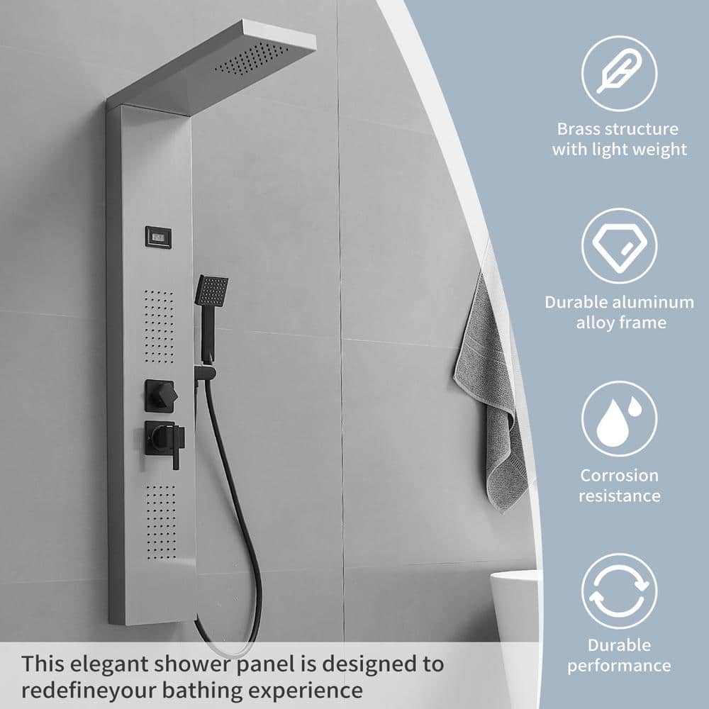 Black Nickel 2-Jet Rainfall Shower Panel System with Handheld Wand