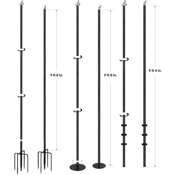Eillion 3-in-1 String Light Poles For Hanging Outdoor String Lights, Patio Metal
