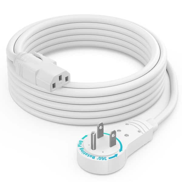 MAXIMM 10 ft. 16/3 Monitor Cord with 360 Rotating Plug, 13Amps, White