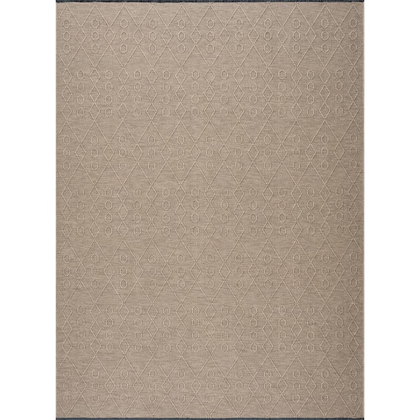 Alma Brown 9 ft. x 12 ft. Geometric Machine Washable Indoor Area Rug