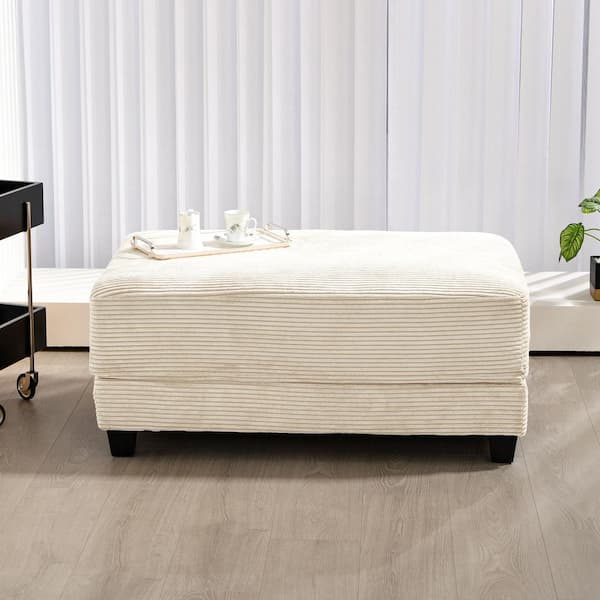 JEAREY Beige Corduroy Ottoman for Sectional Sofa