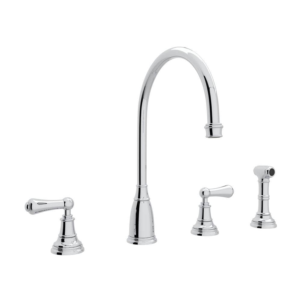 Polished Nickel Brass Deck Mounted Kitchen Faucet with Sidespray